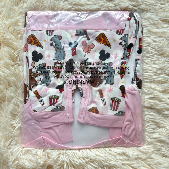 Bamboo Bliss Pink Ratatouille Raglan Shorty Romper 12/18 NWT - Picture 2 of 3